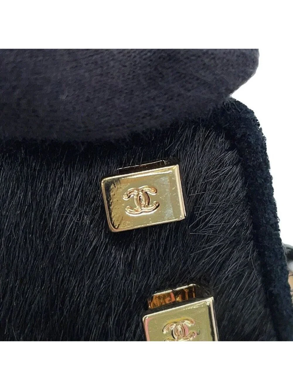 Chanel Short Boots CC Logo Calf Hair Suede 35c Shoes Black